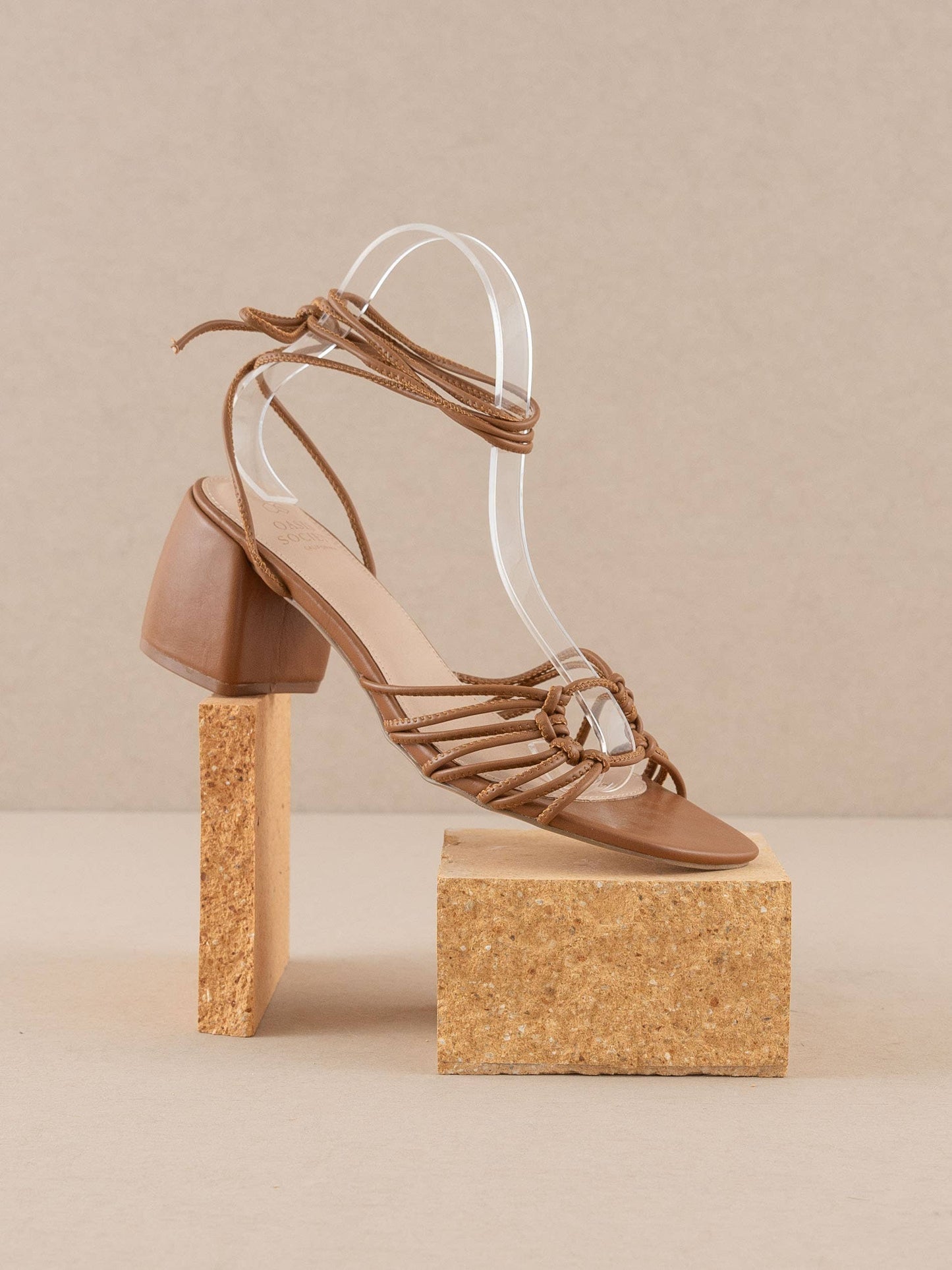 The Celia Brown | Knotted Lace-Up Heel