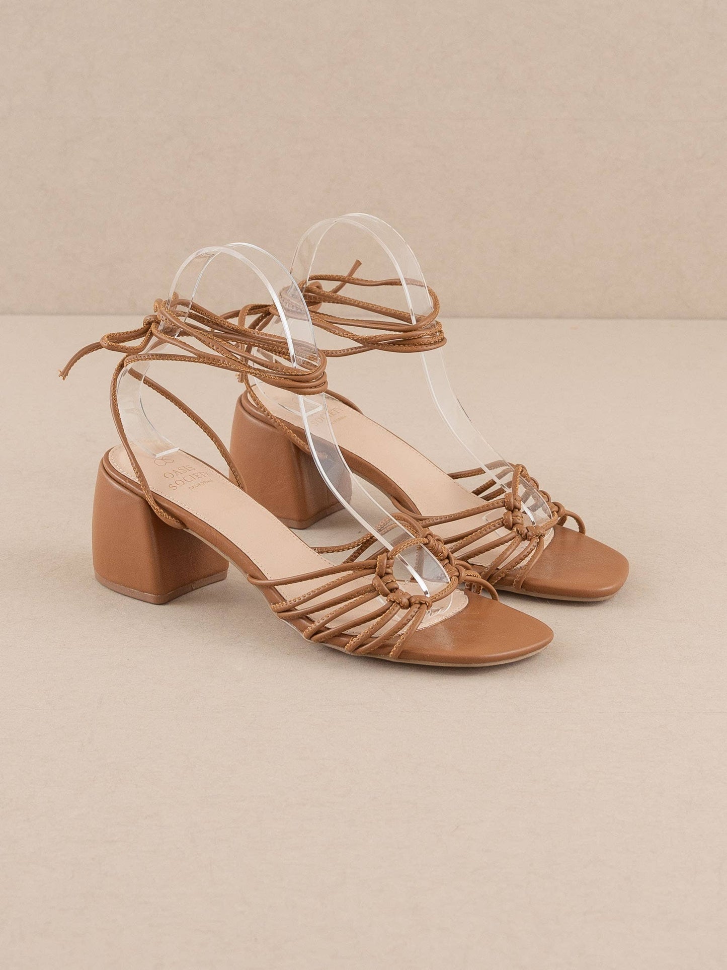 The Celia Brown | Knotted Lace-Up Heel