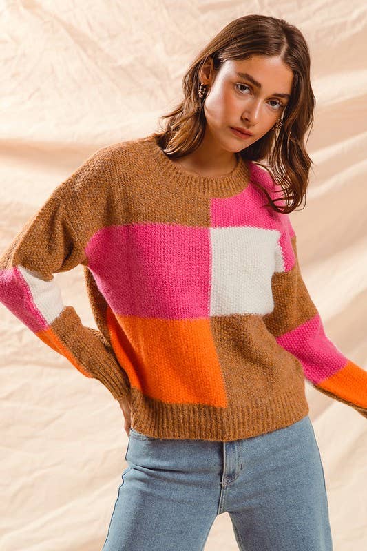 Multi Color Checkered Sweater