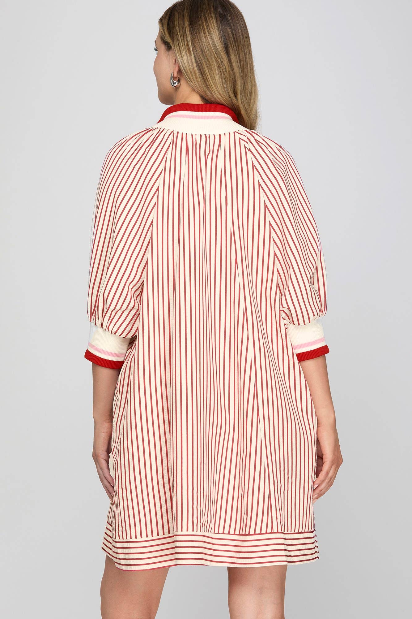 Half Zip Striped Dress