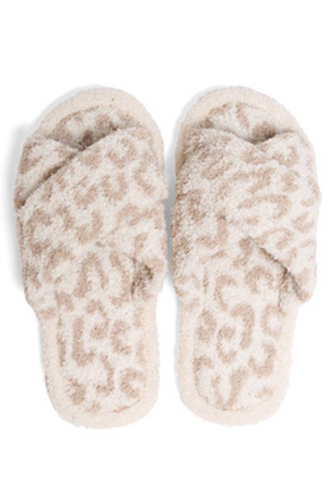Leopard criss-cross slippers
