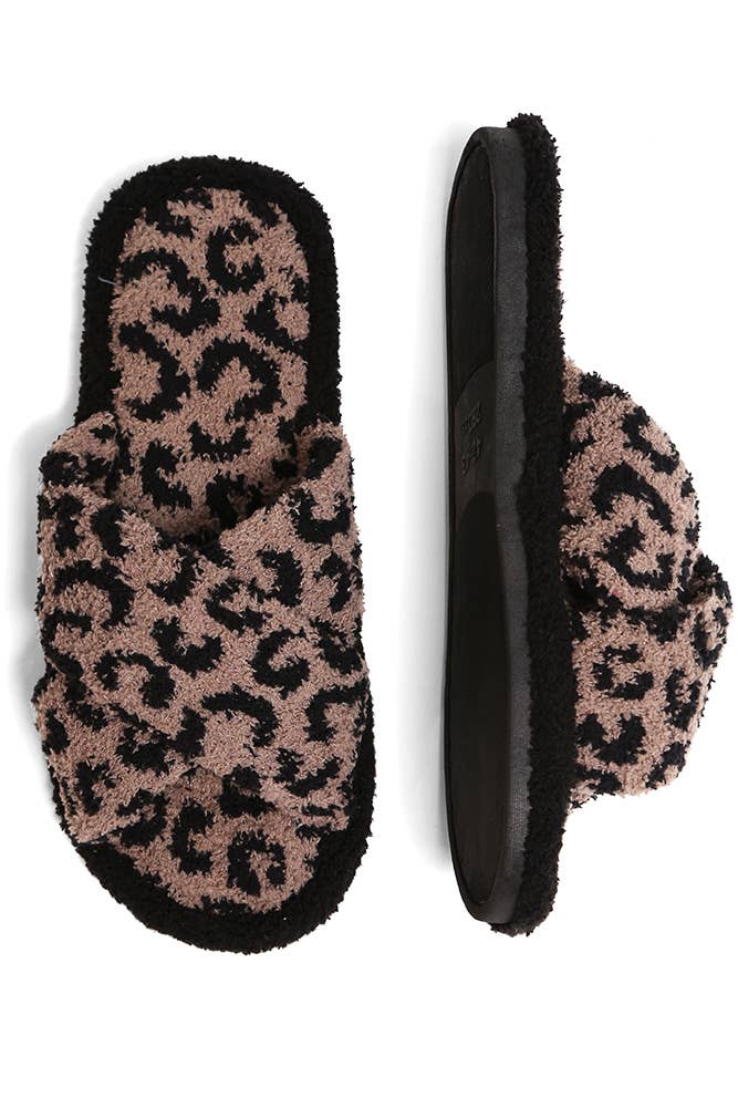 Leopard criss-cross slippers