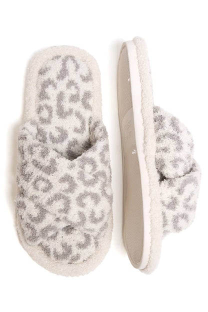 Leopard criss-cross slippers