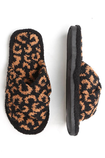 Leopard criss-cross slippers