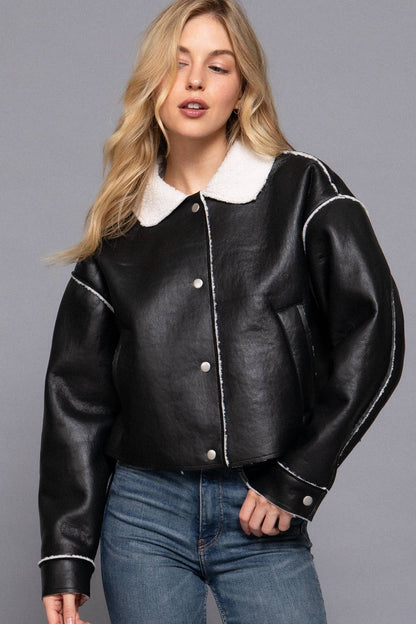 Faux Leather Fur Jacket