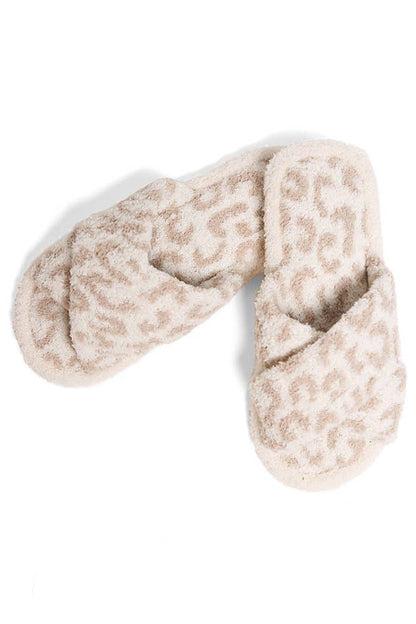 Leopard criss-cross slippers