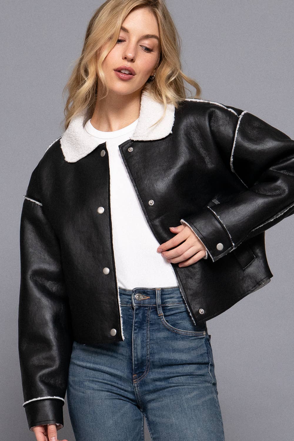 Faux Leather Fur Jacket