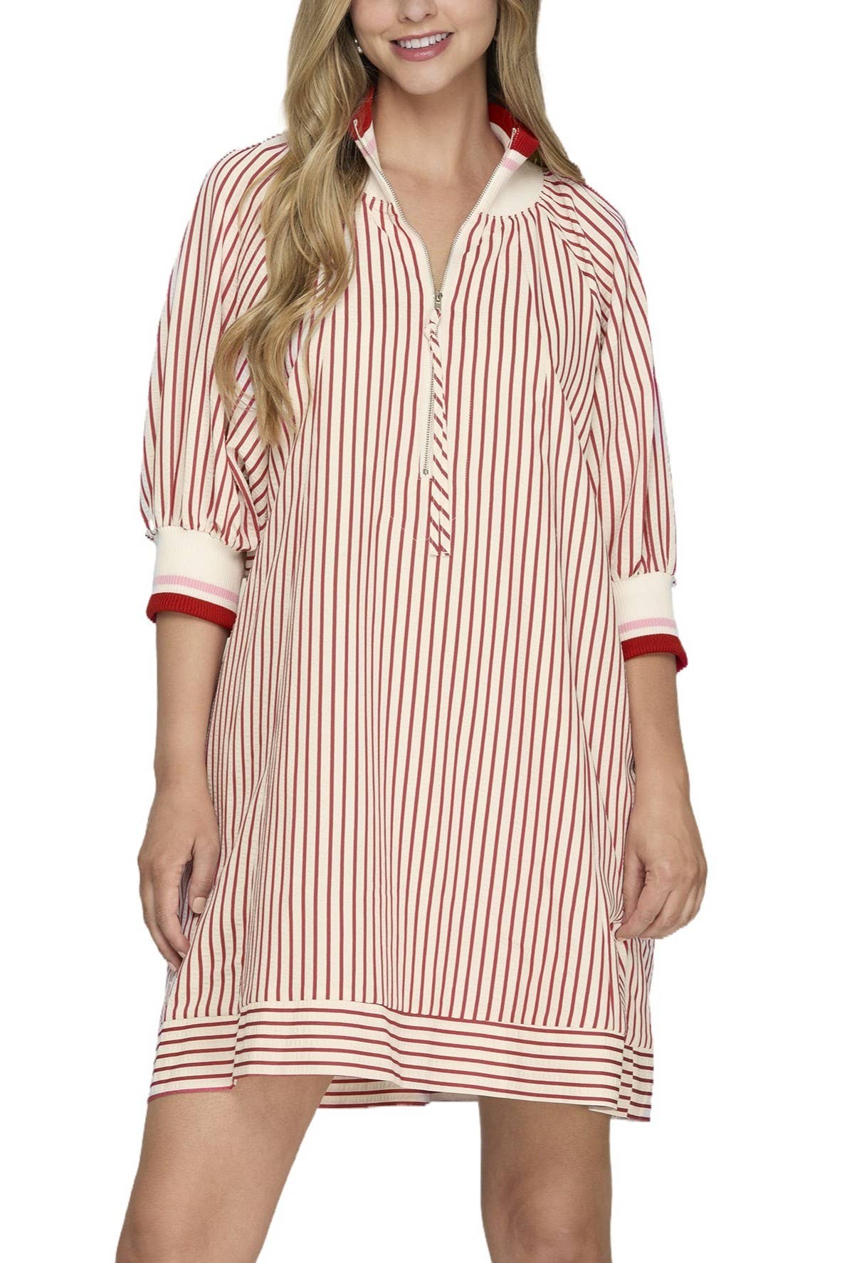 Half Zip Striped Dress