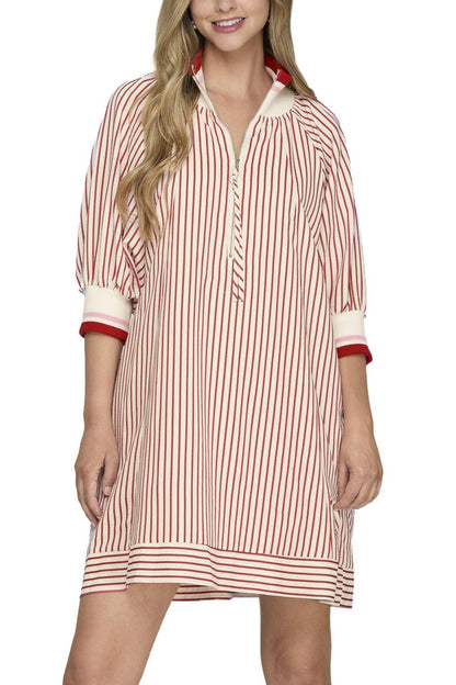 Half Zip Striped Dress