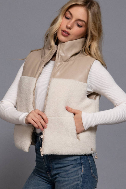Reversible Leather-Sherpa Vest
