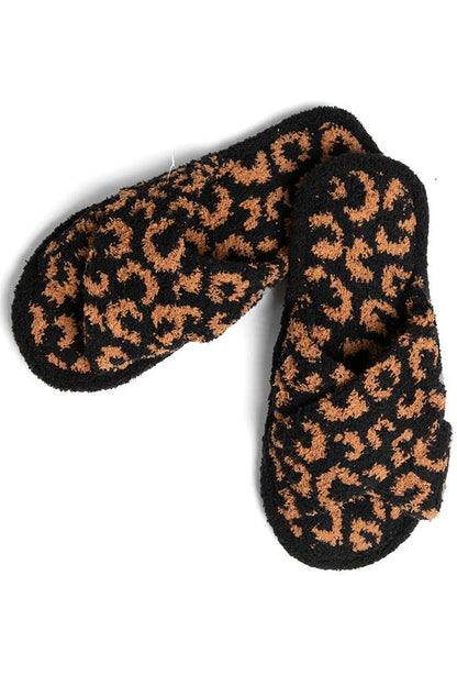 Leopard criss-cross slippers