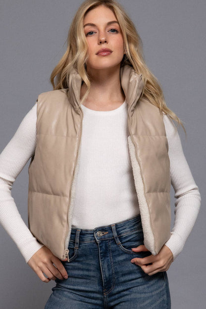 Reversible Leather-Sherpa Vest