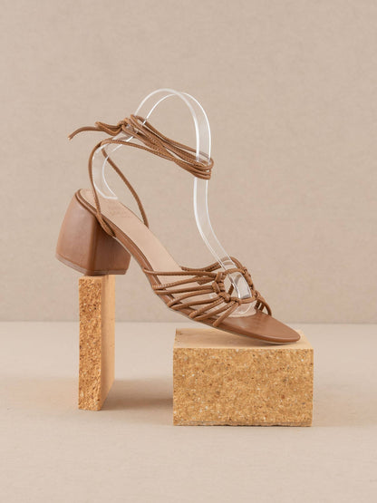 The Celia Brown | Knotted Lace-Up Heel