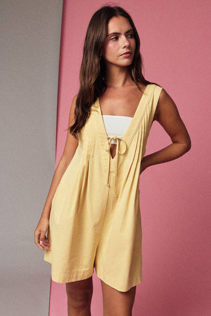 Sleeveless Pleated Romper