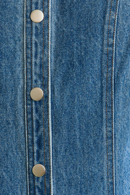SLEEVE BUTTON DOWN DENIM MINI DRESS