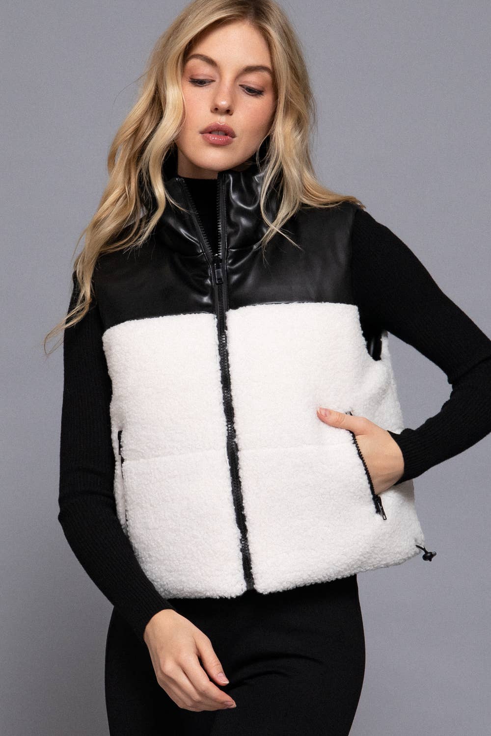 Reversible Leather-Sherpa Vest