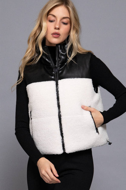 Reversible Leather-Sherpa Vest
