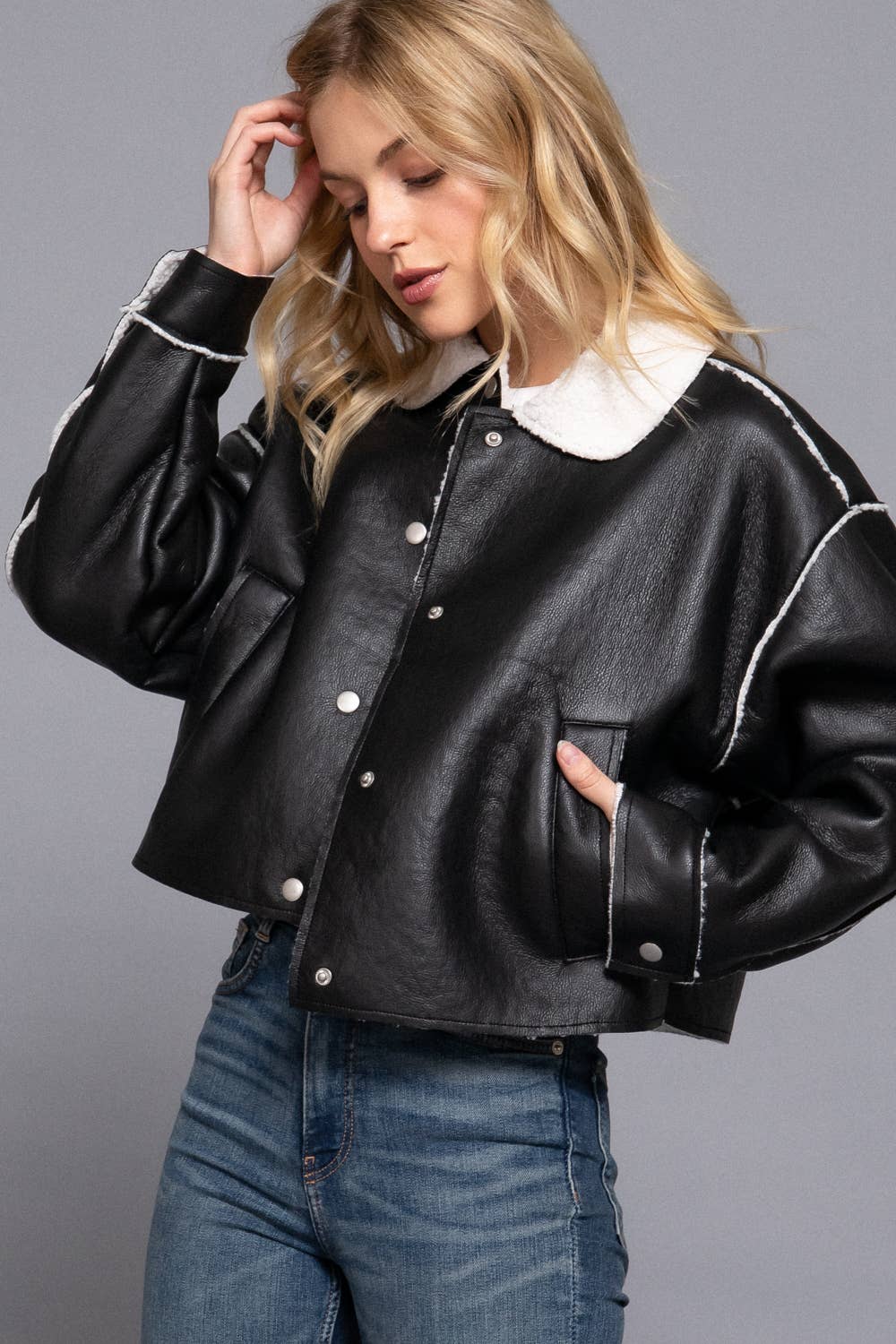 Faux Leather Fur Jacket