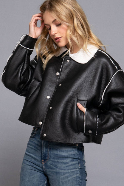 Faux Leather Fur Jacket