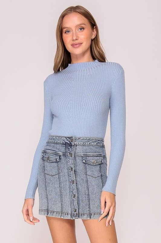 High Neck Long Sleeve Sweater Top