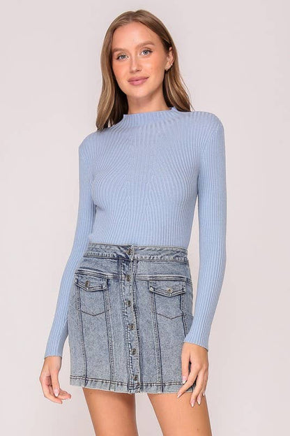 High Neck Long Sleeve Sweater Top