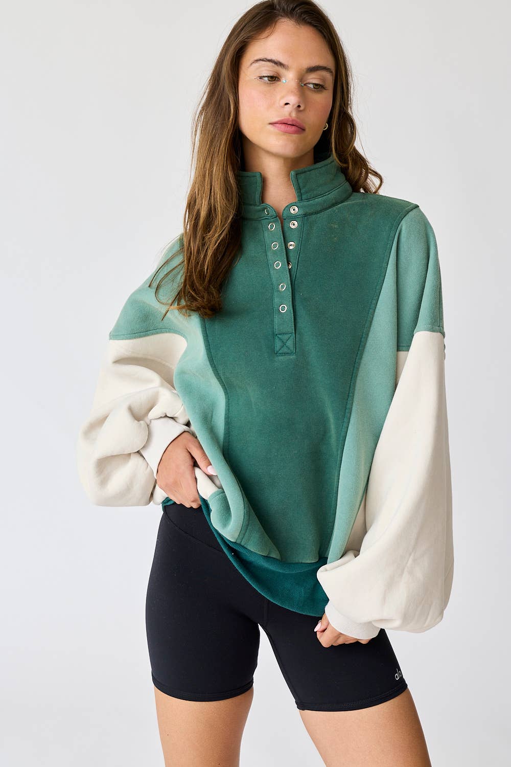 Green Colorblock Pullover