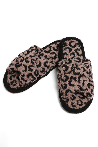 Leopard criss-cross slippers