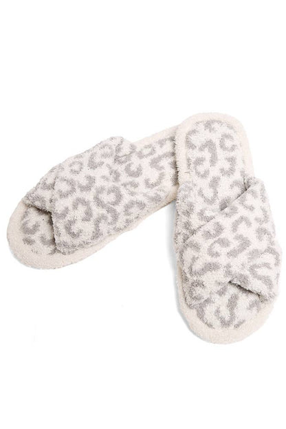 Leopard criss-cross slippers