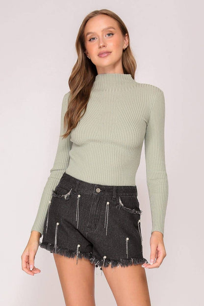 High Neck Long Sleeve Sweater Top
