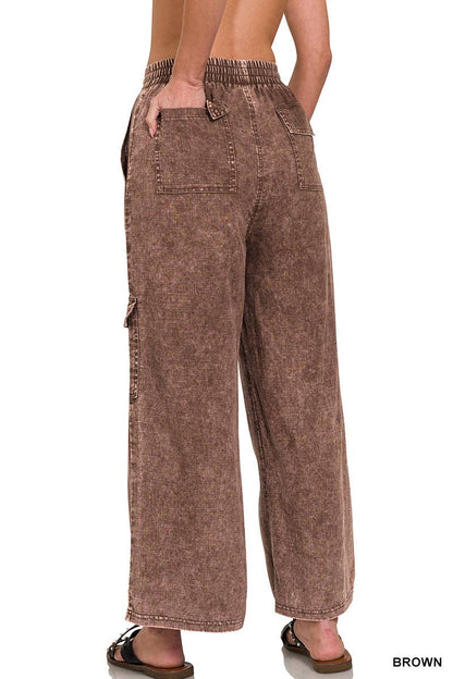 Washed Linen Cargo Pants