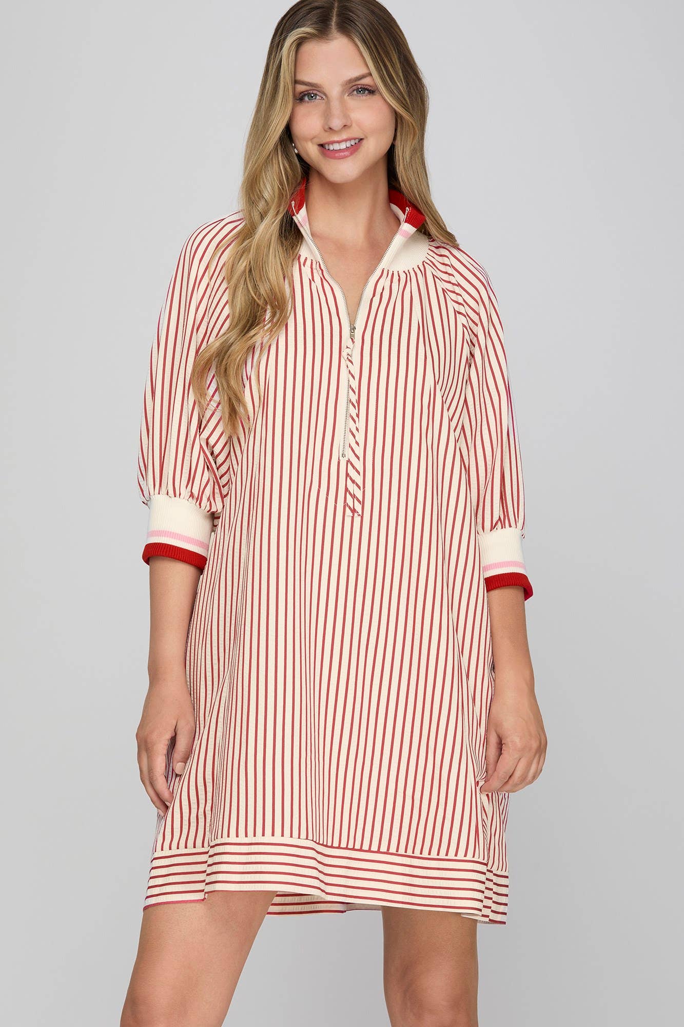 Half Zip Striped Dress