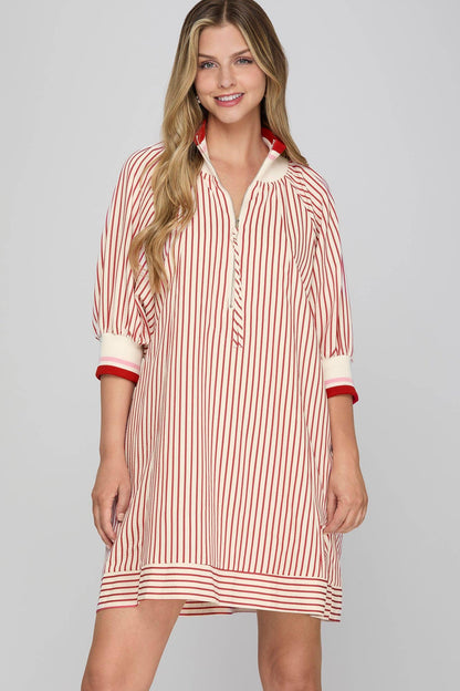 Half Zip Striped Dress