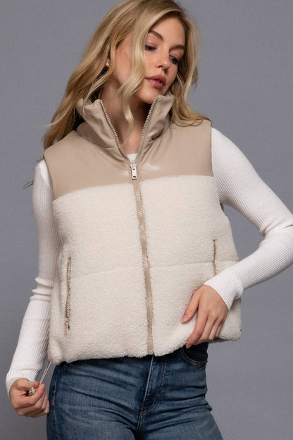 Reversible Leather-Sherpa Vest