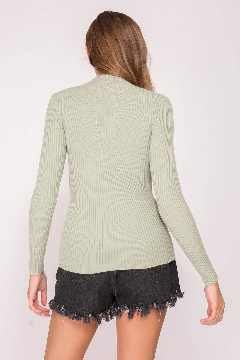 High Neck Long Sleeve Sweater Top