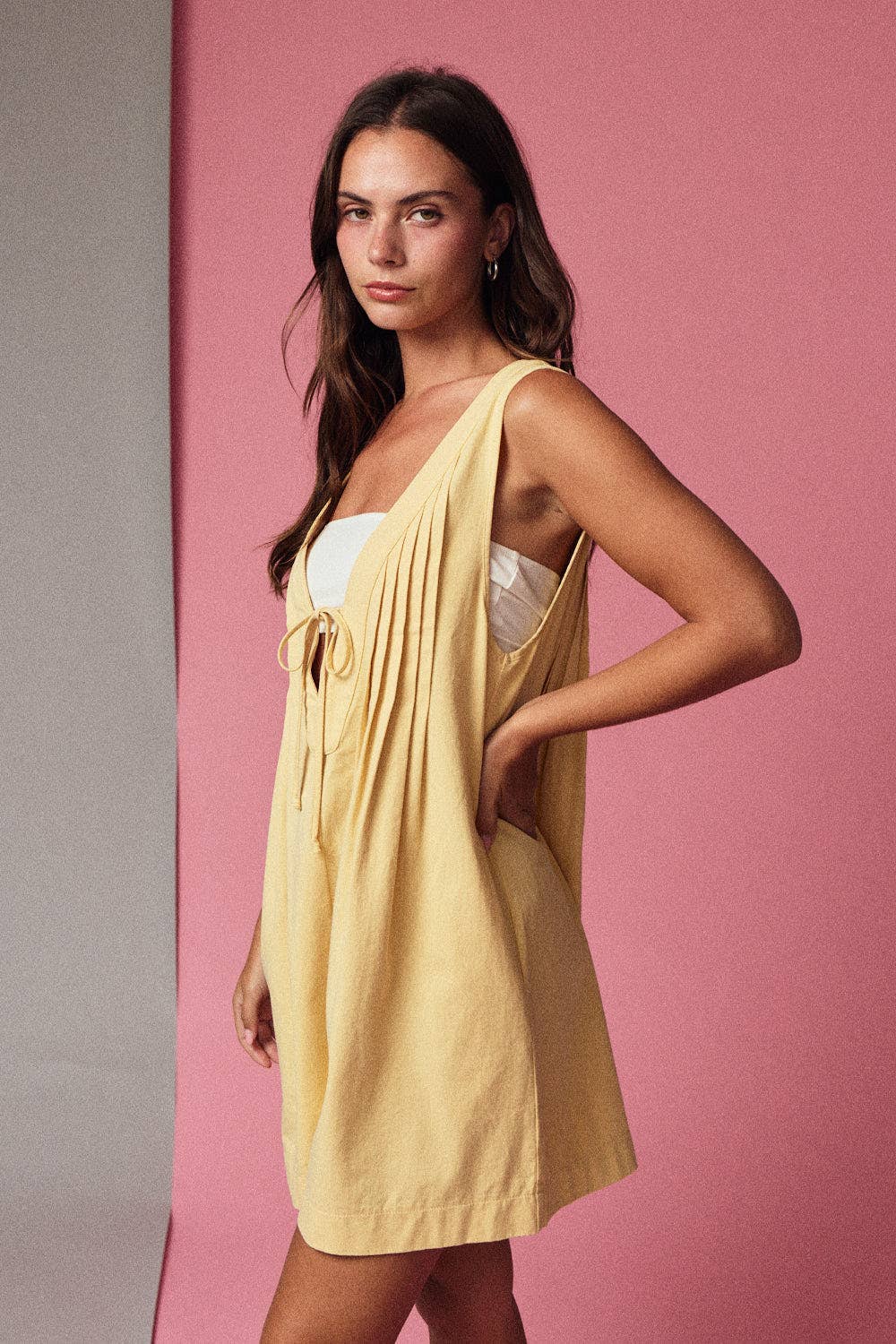 Sleeveless Pleated Romper