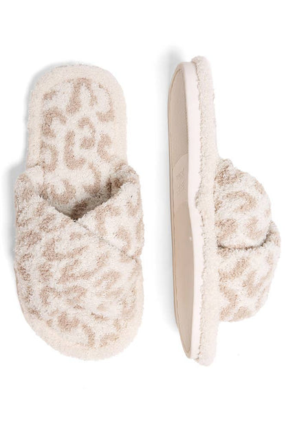 Leopard criss-cross slippers