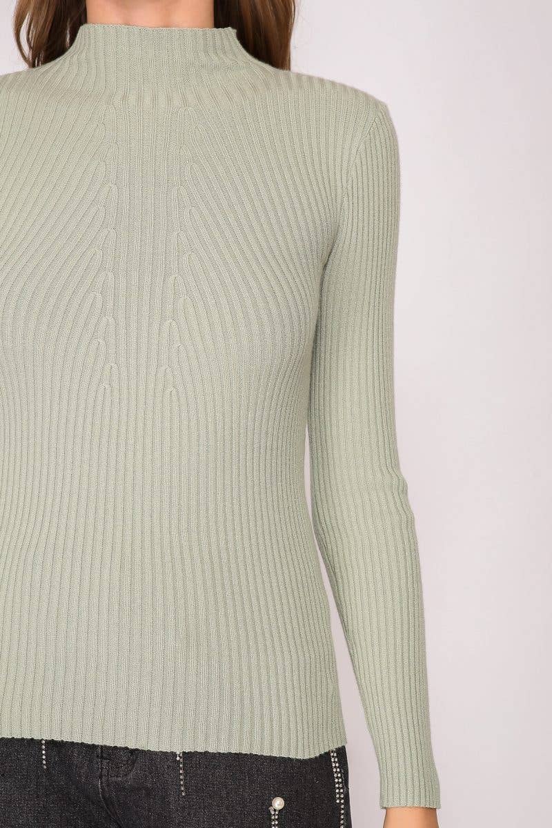 High Neck Long Sleeve Sweater Top