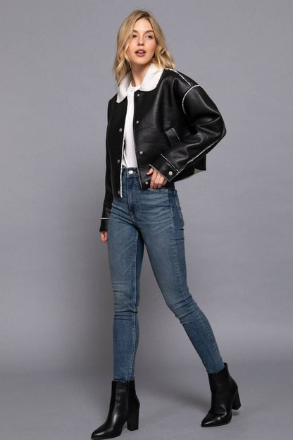 Faux Leather Fur Jacket