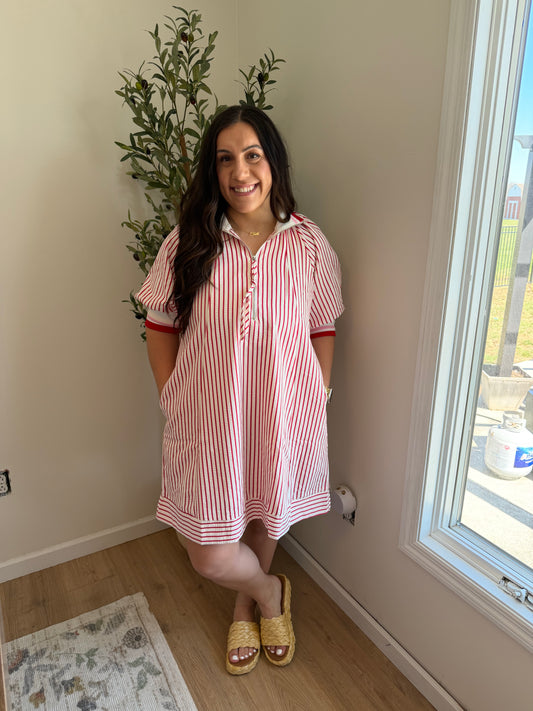 Half Zip Striped Dress