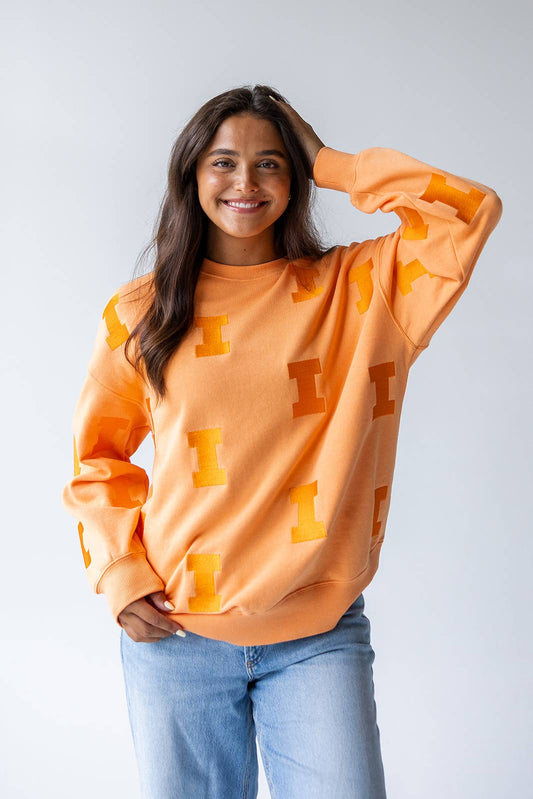 Illinois Repeat Lantern Sleeve Crew