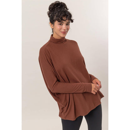 Turtleneck Dolman-Sleeve Top