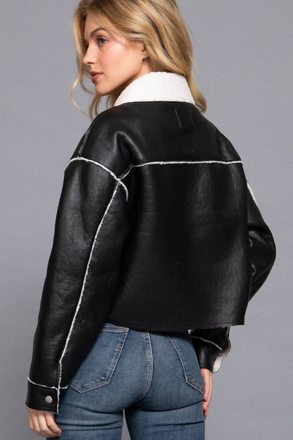 Faux Leather Fur Jacket