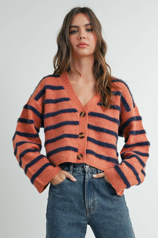 Striped Button Cardigan