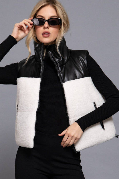Reversible Leather-Sherpa Vest
