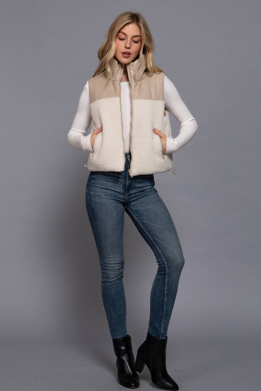 Reversible Leather-Sherpa Vest