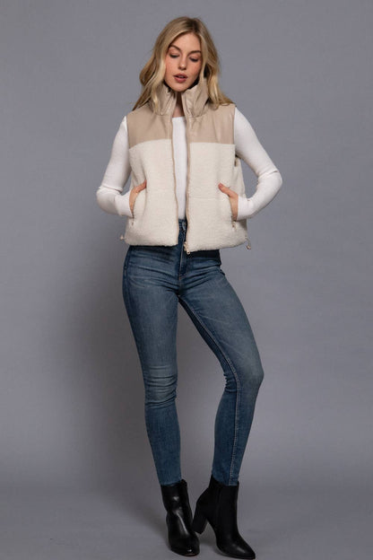 Reversible Leather-Sherpa Vest