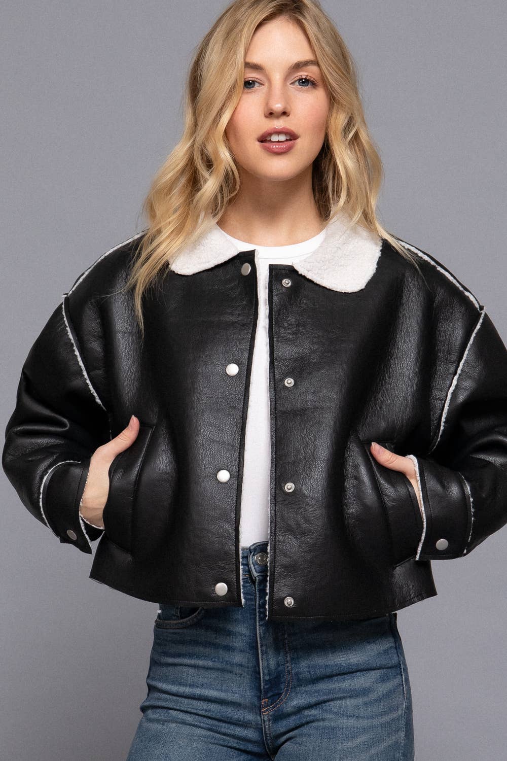 Faux Leather Fur Jacket