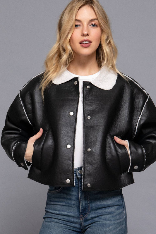 Faux Leather Fur Jacket