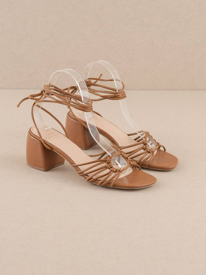 The Celia Brown | Knotted Lace-Up Heel