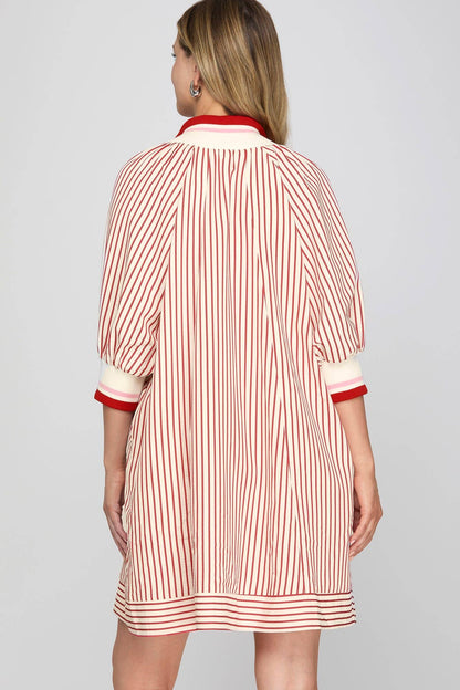 Half Zip Striped Dress